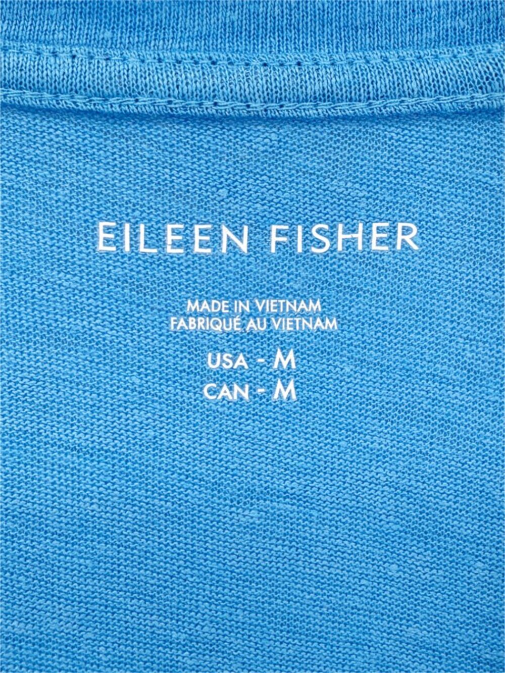 EILEEN FISHER Organic Linen Jersey LSV Tee Easy Fit, Basic Length Azure M - Picture 3 of 7